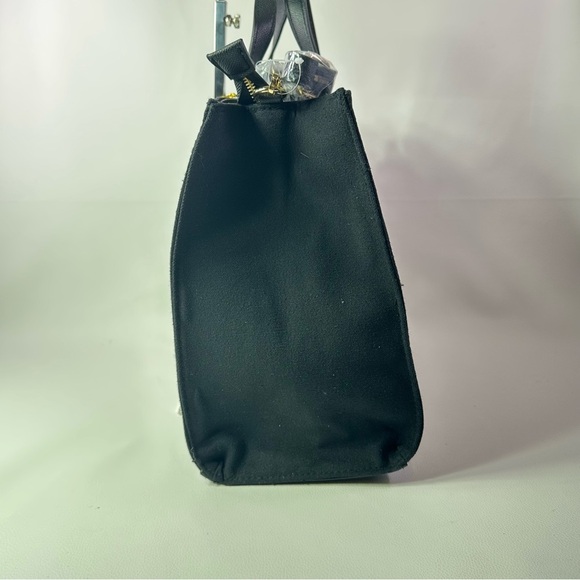 NEW Women’s Bebe Rian Black Canvas Tote Bag w/Gold Studs - Picture 4 of 8